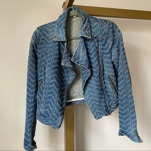 Free People Distressed & Patterned Jean Jacket- 4